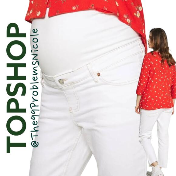 Topshop Maternity Straight Leg Jeans White - Picture 1 of 9